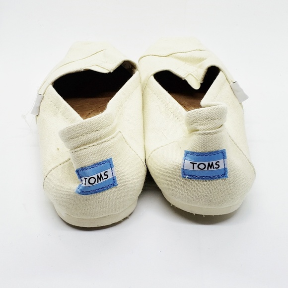 TOMS Men's Cream Canvas Slip On Shoes White - Picture 3 of 4